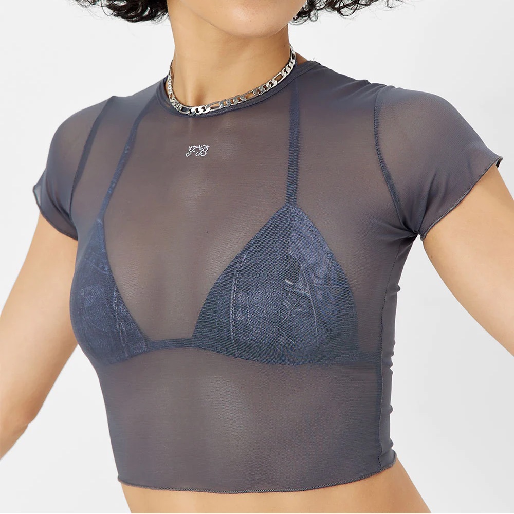 Closet clearout ‼️ Lauryn mesh crop top - galaxy dark grey